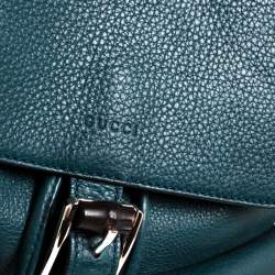 Pre Owned Gucci Dark Green Leather Bamboo Sac Backpack 