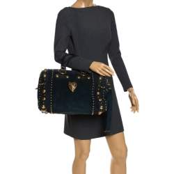 مملوكة مسبقًا Gucci Dark Green Suede and Leather Large Babouska Indy Boston Bag