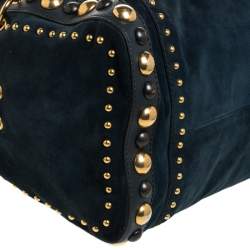 مملوكة مسبقًا Gucci Dark Green Suede and Leather Large Babouska Indy Boston Bag