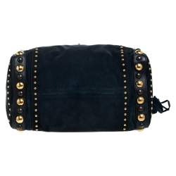 مملوكة مسبقًا Gucci Dark Green Suede and Leather Large Babouska Indy Boston Bag