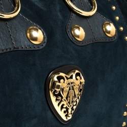 مملوكة مسبقًا Gucci Dark Green Suede and Leather Large Babouska Indy Boston Bag