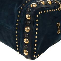 مملوكة مسبقًا Gucci Dark Green Suede and Leather Large Babouska Indy Boston Bag