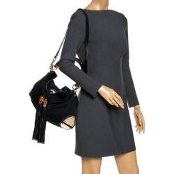 Pre Owned Gucci Black GG Canvas and Leather Medium Babouska Indy Hobo