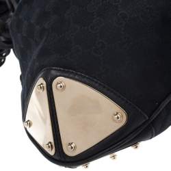 Pre Owned Gucci Black GG Canvas and Leather Medium Babouska Indy Hobo