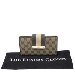 Gucci Beige/Green GG Canvas Web Continental Wallet