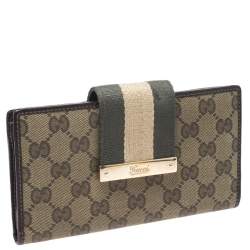 Gucci Beige/Green GG Canvas Web Continental Wallet