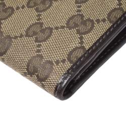 Gucci Beige/Green GG Canvas Web Continental Wallet