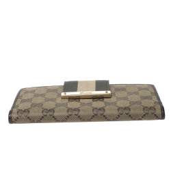 Gucci Beige/Green GG Canvas Web Continental Wallet