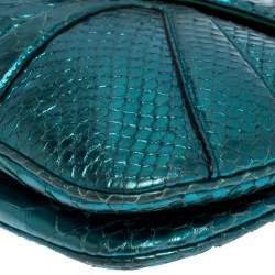 Pre Owned Gucci Metallic Green Python Tom Ford Jeweled Dragon Bag