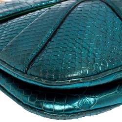 Pre Owned Gucci Metallic Green Python Tom Ford Jeweled Dragon Bag