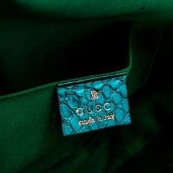 Pre Owned Gucci Metallic Green Python Tom Ford Jeweled Dragon Bag