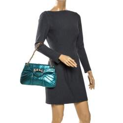 Pre Owned Gucci Metallic Green Python Tom Ford Jeweled Dragon Bag