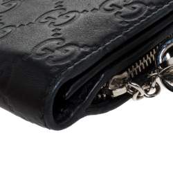 Gucci Black GG Guccissima Leather GG Twin Continental Wallet
