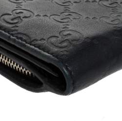 Gucci Black GG Guccissima Leather GG Twin Continental Wallet