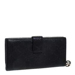 Gucci Black GG Guccissima Leather GG Twin Continental Wallet