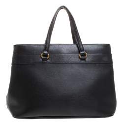 Pre Owned Gucci Black Leather Horsebit Tote