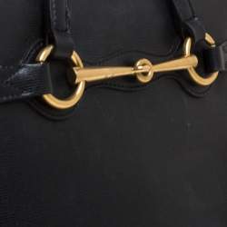 Pre Owned Gucci Black Leather Horsebit Tote