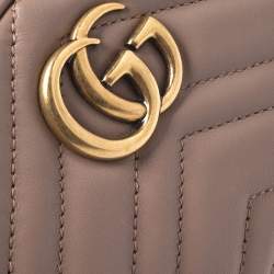 Pre Owned حقيبة غوتشي حزام مارمنونت GG جلد مبطنة بيج