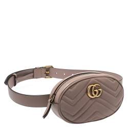 Pre Owned حقيبة غوتشي حزام مارمنونت GG جلد مبطنة بيج