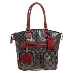 مملوكة مسبقًا Gucci Blue/Red GG Crystal Coated Canvas Medium Voyager Tote