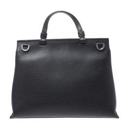 Pre Owned Gucci Black Leather Medium Bamboo Daily Top Handle Bag