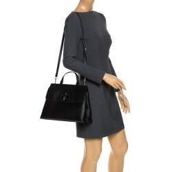 Pre Owned Gucci Black Leather Medium Bamboo Daily Top Handle Bag