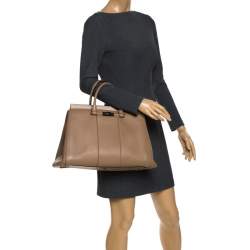 Pre Owned Gucci Beige Leather Lady Bamboo Top Handle Bag