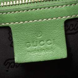 Pre Owned Gucci Green Python Dialux Pop Bamboo Top Handle Bag