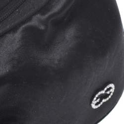 Escada Black Satin Crystal Logo Embellished Bag