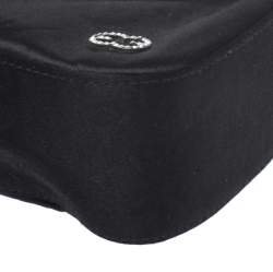 Escada Black Satin Crystal Logo Embellished Bag