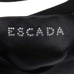 Escada Black Satin Crystal Logo Embellished Bag