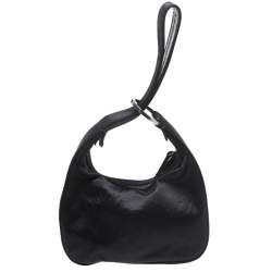 Escada Black Satin Crystal Logo Embellished Bag