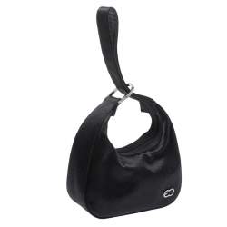 Escada Black Satin Crystal Logo Embellished Bag