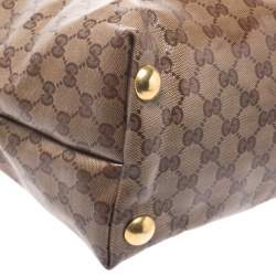 Gucci Beige/Ebony GG Crystal Canvas and Leather Medium Babouska Tote