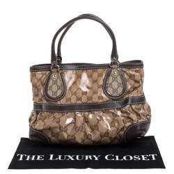 مملوكة مسبقًا حقيبة يد غوتشي Mix  جلد وكانفاس كريستال GG بيج/ بنية