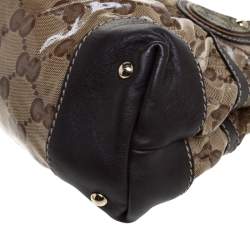 مملوكة مسبقًا حقيبة يد غوتشي Mix  جلد وكانفاس كريستال GG بيج/ بنية