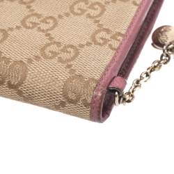 Gucci Beige/Pink GG Canvas Compact Wallet