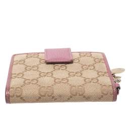 Gucci Beige/Pink GG Canvas Compact Wallet
