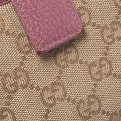 Gucci Beige/Pink GG Canvas Compact Wallet