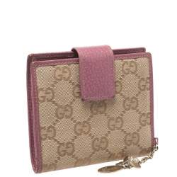 Gucci Beige/Pink GG Canvas Compact Wallet