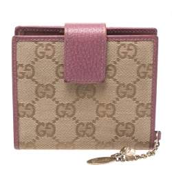 Gucci Beige/Pink GG Canvas Compact Wallet