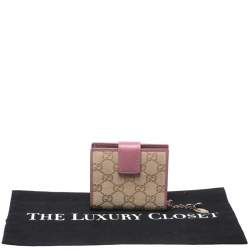 Gucci Beige/Pink GG Canvas Compact Wallet