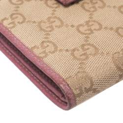 Gucci Beige/Pink GG Canvas Compact Wallet