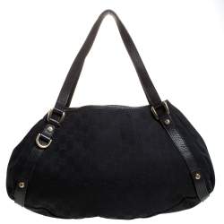 مملوكة مسبقًا حقيبة كتف غوتشي Pelham  جاكارد متوسطة جلد وكانفاس GG سوداء