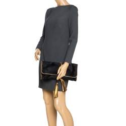 مملوكة مسبقًا حقيبة كلتش غوتشي مسائية ماليكا ساتان ذهبي/ أسود