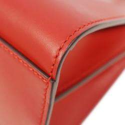 Pre Owned Gucci Red Leather Mini Nymphaea Bamboo Satchel Bag