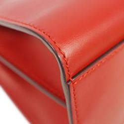 Pre Owned Gucci Red Leather Mini Nymphaea Bamboo Satchel Bag