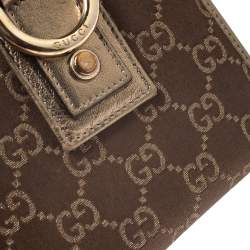 Gucci Brown/Metallic Gold GG Canvas Abbey D Ring Compact Wallet