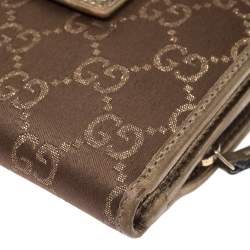 Gucci Brown/Metallic Gold GG Canvas Abbey D Ring Compact Wallet
