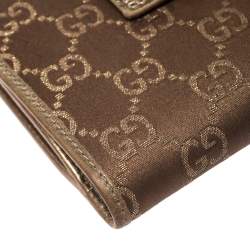Gucci Brown/Metallic Gold GG Canvas Abbey D Ring Compact Wallet